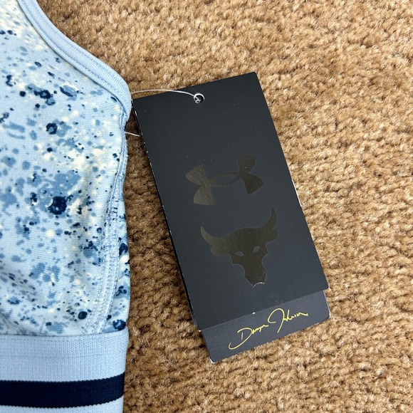 NWT Under Armour x Project Rock Womens Blue Spotted Crossback Sports Bra 1371365 - Picture 5 of 11